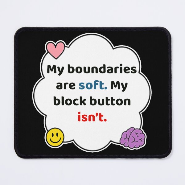 Item preview, Coping Humor – Soft Boundaries Hard Block Button – Gift for Petty Friends – Cute Soft Sticker designed and sold by JacobKAurumhead.