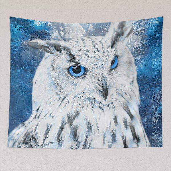 Item preview, Ethereal Blue Owl of the Frozen Woods designed and sold by Kiyo-Arts.