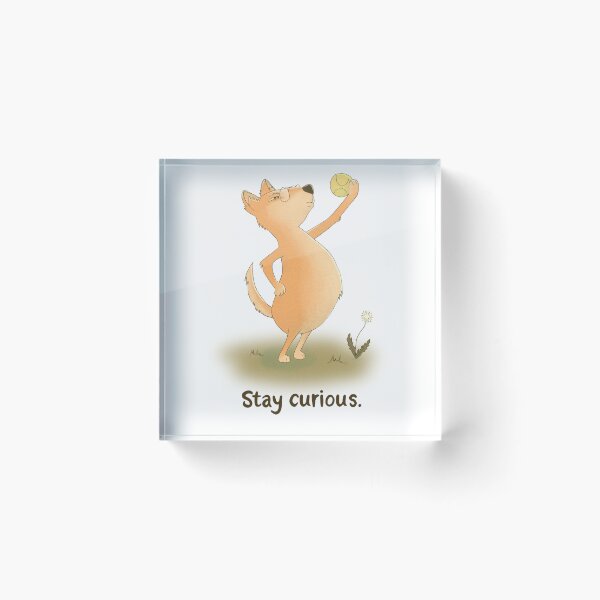 Item preview, Stay Curious Dog and Tennis ball designed and sold by Sunshine Caelum.