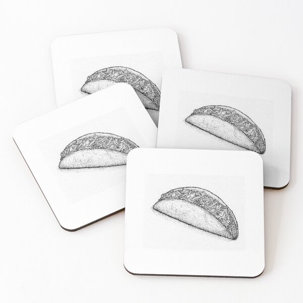 Item preview, Crunchy Hard Shell Taco Close-Up | High-Contrast Stipple Food Art designed and sold by wbhny.