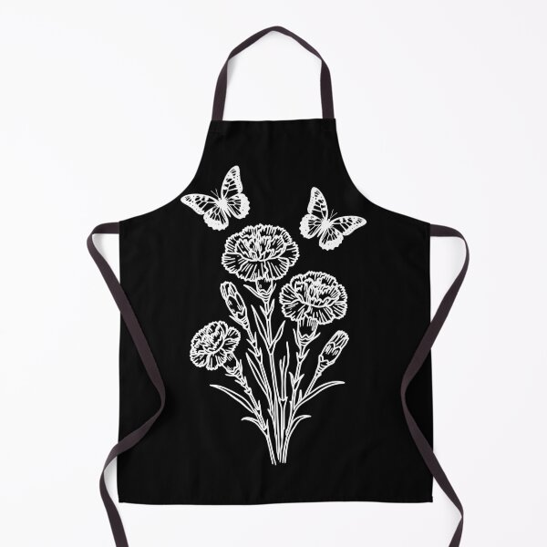 Item preview, White Carnation Flowers & Butterflies on Black Shapes Mania designed and sold by Shapes-Mania.