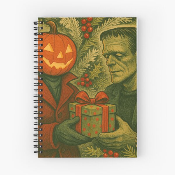 Item preview, Headless Horseman and Frankenstein: Gothic Holiday Gift Exchange Christmas Art designed and sold by TheHorsemanRidesAgain.