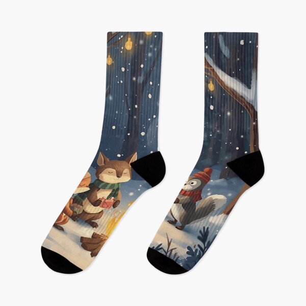 Item preview, Forest Christmas Gathering – Animals Around the Fire designed and sold by WildlifeWhimsy.