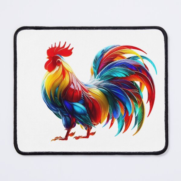Item preview, Vibrant Colorful Rooster Art – Neon Rainbow Feathers Digital Illustration designed and sold by GloriousArtSKD.