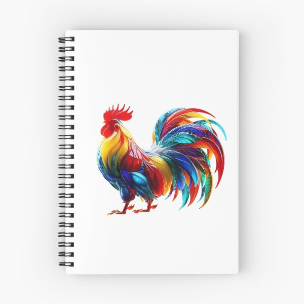 Item preview, Vibrant Colorful Rooster Art – Neon Rainbow Feathers Digital Illustration designed and sold by GloriousArtSKD.