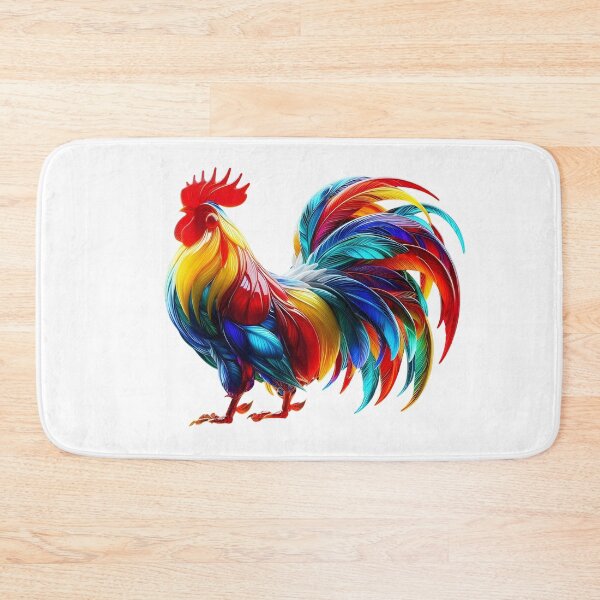 Item preview, Vibrant Colorful Rooster Art – Neon Rainbow Feathers Digital Illustration designed and sold by GloriousArtSKD.