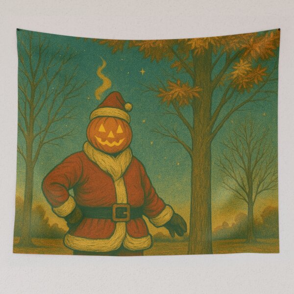 Item preview, Headless Horseman Santa: Pumpkin Santa Claus Christmas Art Gothic Holiday Design designed and sold by TheHorsemanRidesAgain.