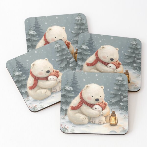 Item preview, Winter Hug – Bear & Bunny in the Snowy Forest designed and sold by WildlifeWhimsy.