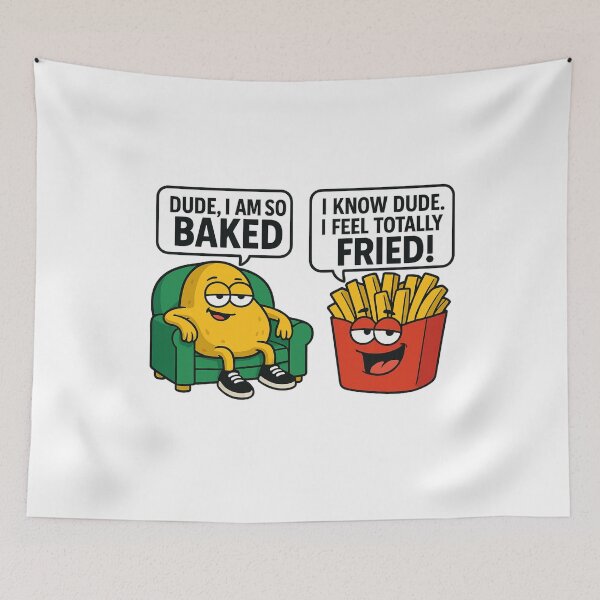 Item preview, Baked & Fried Funny Food Cartoon | Stoner Humor Potato & Fries design designed and sold by DailyDrivesct.