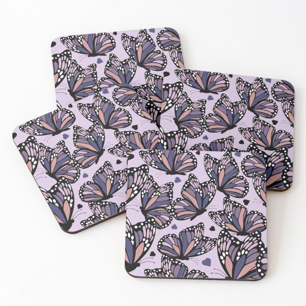 Item preview, Butterflies and Hearts in Purple Lavender and Blue - Modern Art Pattern designed and sold by ABG Inspirational Art.