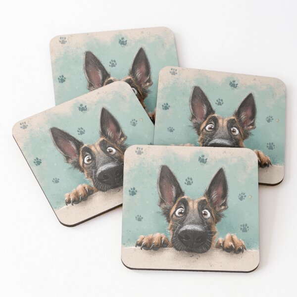 Item preview, Belgian Malinois Peeking over Wall 01 designed and sold by Elisabeth Lucas.
