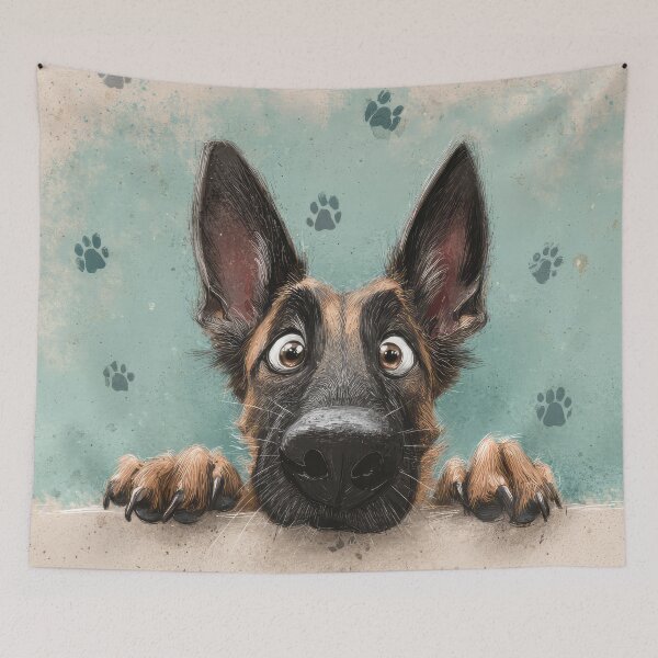 Item preview, Belgian Malinois Peeking over Wall 01 designed and sold by Elisabeth Lucas.