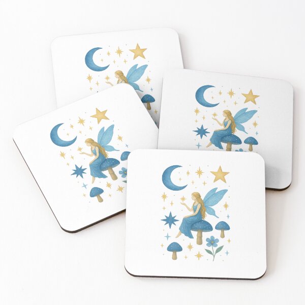 Item preview, Blue Fairy on a Mushroom Under a Crescent Moon designed and sold by KraftMagik.