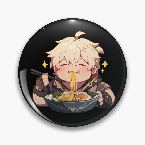 Item preview, Game Cute Bennett Eating Ramen Genshin Impact Chibi Kawaii Anime Boy Style designed and sold by Raslbazola.