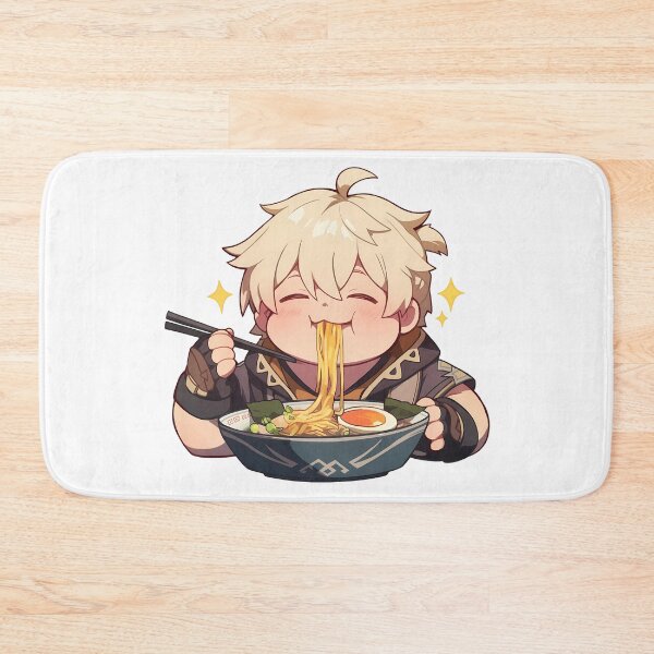 Item preview, Game Cute Bennett Eating Ramen Genshin Impact Chibi Kawaii Anime Boy Style designed and sold by Raslbazola.