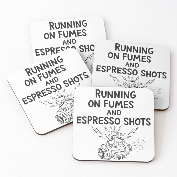 Item preview, Running on Fumes and Espresso Shots – Funny Coffee Lover Quote for Work, Office Humor & Caffeine Addicts designed and sold by VibranPalette.