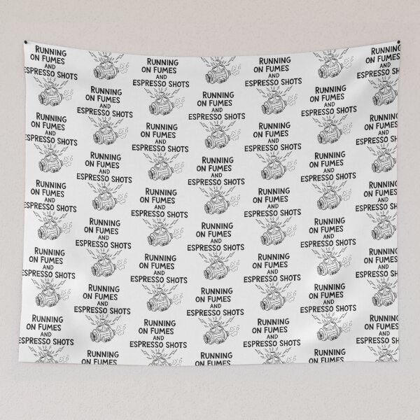 Item preview, Running on Fumes and Espresso Shots – Funny Coffee Lover Quote for Work, Office Humor & Caffeine Addicts designed and sold by VibranPalette.