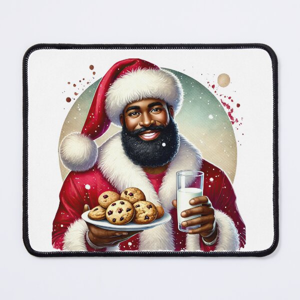 Item preview, Merry Black Santa with Chocolate Chip Cookies | Christmas Celebration Art designed and sold by Lulunza.