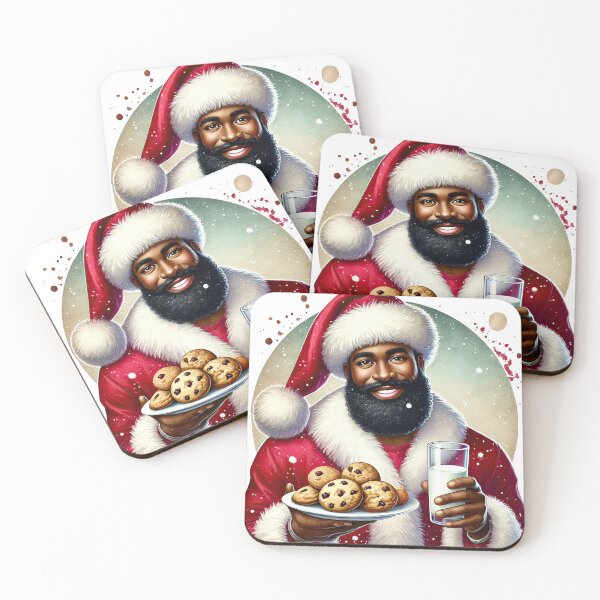 Item preview, Merry Black Santa with Chocolate Chip Cookies | Christmas Celebration Art designed and sold by Lulunza.