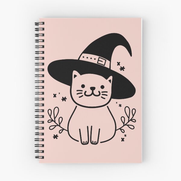 Item preview, Garabato de gato con sombrero de bruja rosa pastel designed and sold by Lyonyx.