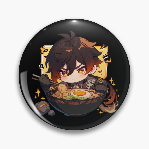 Item preview, Game Zhongli Genshin Impact Chibi Boy Eating Big Bowl Ramen Anime designed and sold by Raslbazola.