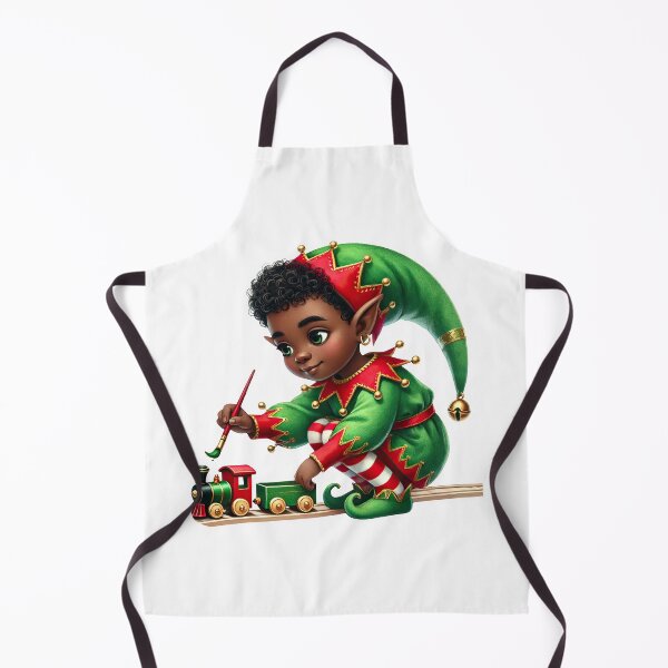 Item preview, Cute Black Christmas Elf Painting Toy Train | Holiday Art designed and sold by Lulunza.