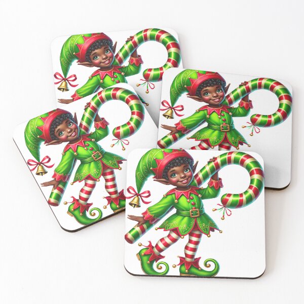 Item preview, Joyful African American Elf Holding Candy Cane | Festive Christmas Illustration designed and sold by Lulunza.