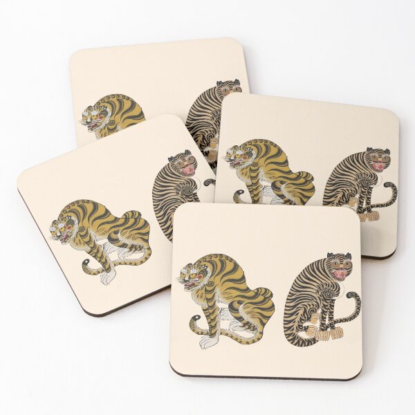 Item preview, Two Joseon Tigers – Korean Folk Art Design (Minhwa Inspired) designed and sold by arorar.