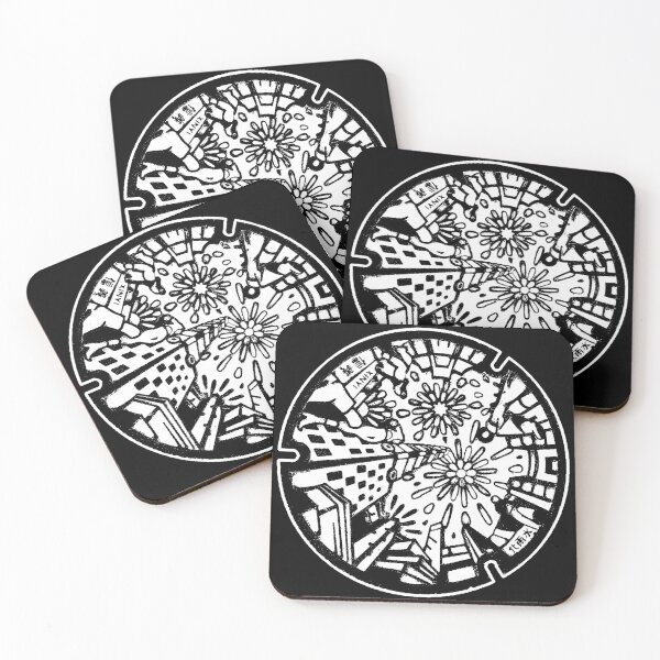 Item preview, Taiwan - Manhole in Xinyi - Taipei 101 and fireworks motif - White Inverted designed and sold by mattraski.