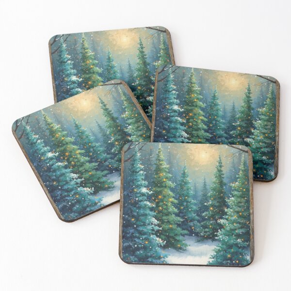 Item preview, Green Winter Forest Holiday Christmas Scenery designed and sold by SeaStarAlex.