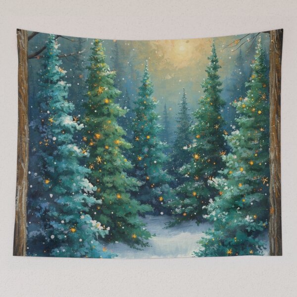 Item preview, Green Winter Forest Holiday Christmas Scenery designed and sold by SeaStarAlex.