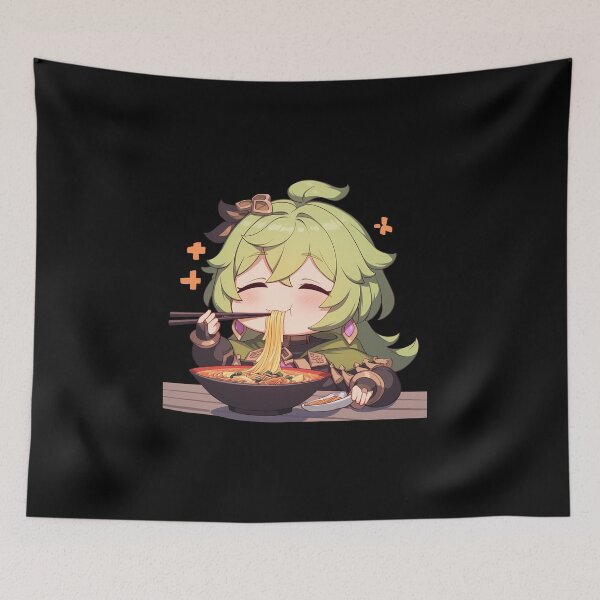 Item preview, Game Collei Cheerful Forest Girl Eating Ramen Genshin Impact Anime designed and sold by Raslbazola.