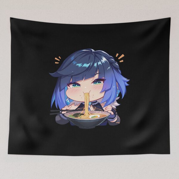 Item preview, Game Yelan Chibi Secret Agent Eating Ramen Genshin Impact Anime designed and sold by Raslbazola.
