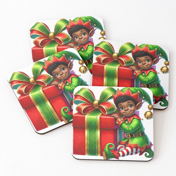 Item preview, Smiling African American Elf with Giant Present | Holiday Season Art designed and sold by Lulunza.
