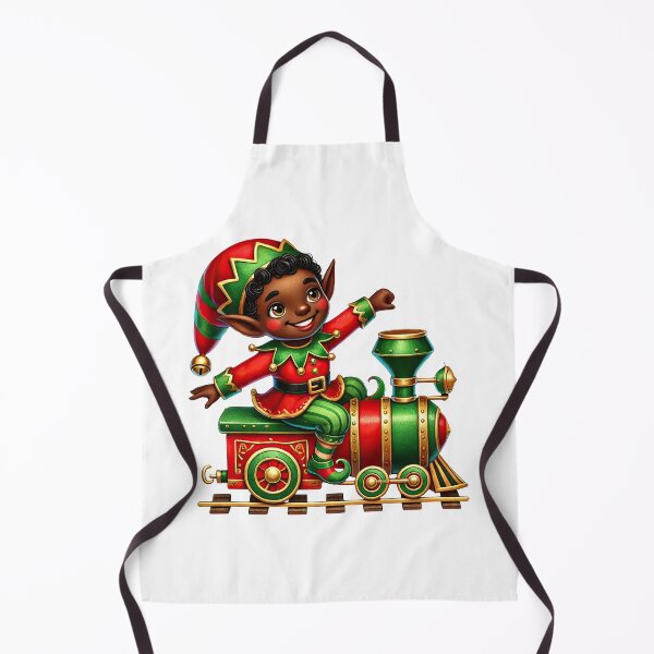 Item preview, Playful Black Christmas Elf Riding Toy Train | Christmas Magic Design designed and sold by Lulunza.
