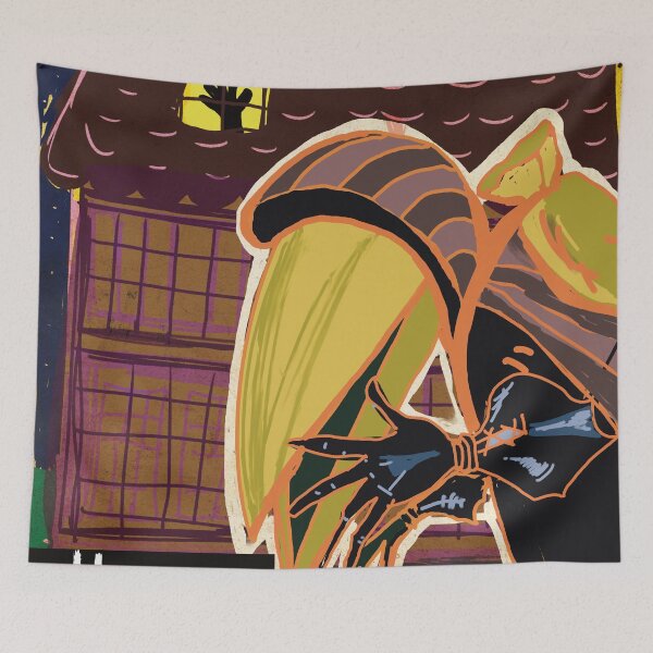 Item preview, The Guest Hello Neighbor Fan Art Creepy Horror stealth Game Illustration designed and sold by empressbat merch.