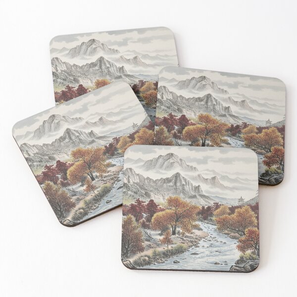 Item preview, Zion in Autumn – Chinese Brush Painting Inspired Landscape designed and sold by GroanLab Designs.