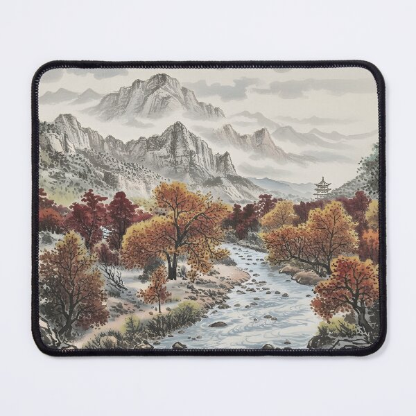 Item preview, Zion in Autumn – Chinese Brush Painting Inspired Landscape designed and sold by GroanLab Designs.