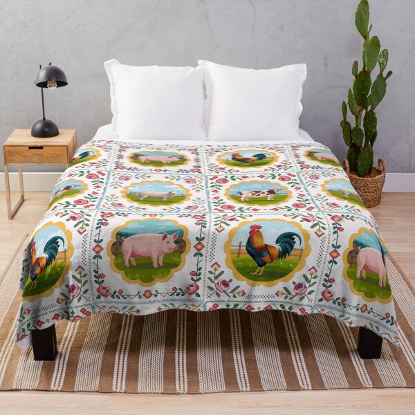 Item preview, Folk Art Farm Animals Cross Stitch - Rooster Pig Cow Sheep Farmhouse Design designed and sold by Random Candy Studio.
