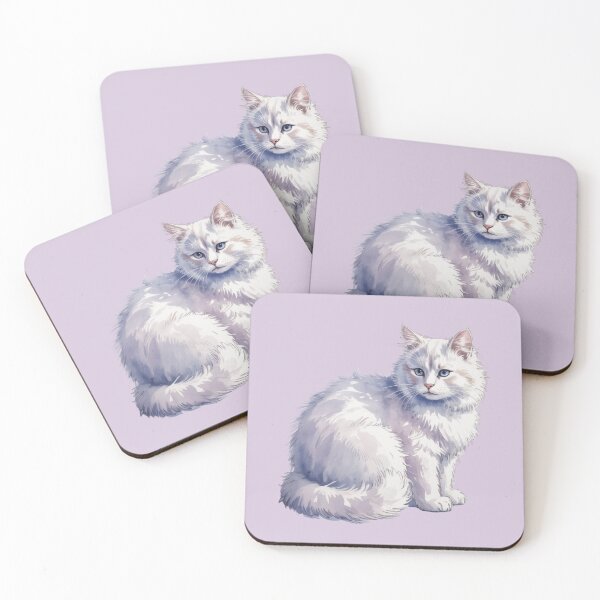 Item preview, Watercolor White Kitten Art - Blue Eyes Fluffy Gray Kitten Illustration designed and sold by Random Candy Studio.