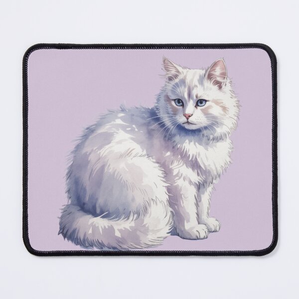 Item preview, Watercolor White Kitten Art - Blue Eyes Fluffy Gray Kitten Illustration designed and sold by Random Candy Studio.