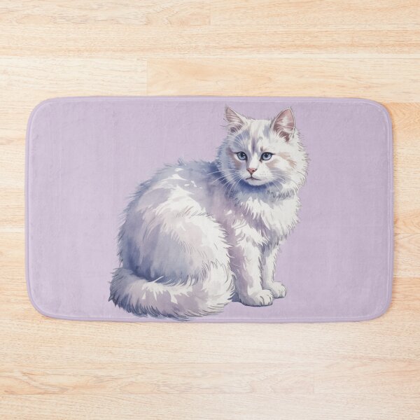 Item preview, Watercolor White Kitten Art - Blue Eyes Fluffy Gray Kitten Illustration designed and sold by Random Candy Studio.