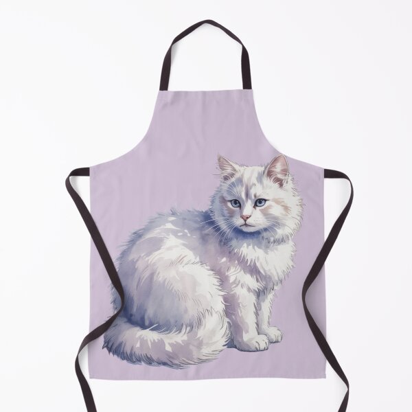 Item preview, Watercolor White Kitten Art - Blue Eyes Fluffy Gray Kitten Illustration designed and sold by Random Candy Studio.