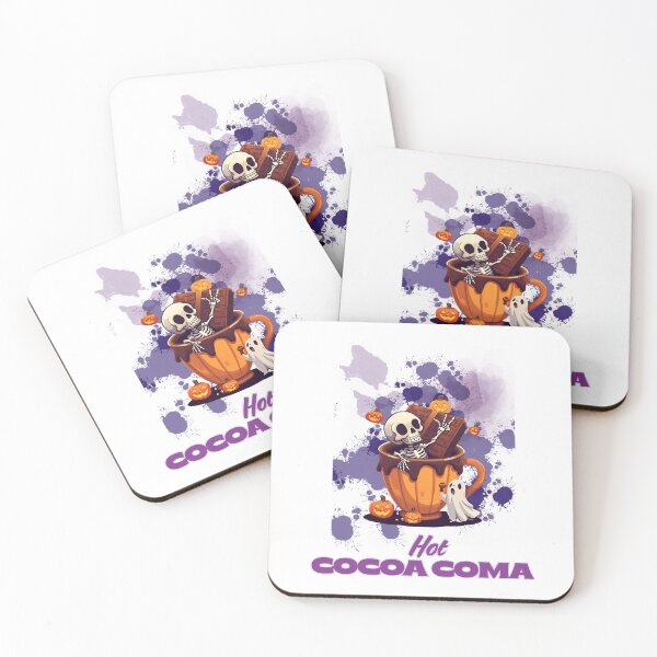 Item preview, "Hot Cocoa Coma with Cute Ghost and Skeleton" designed and sold by CREEPY CRAZE.