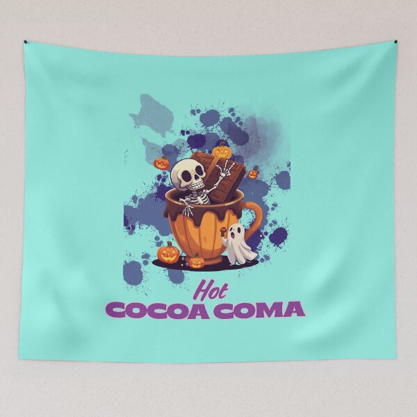 Item preview, "Hot Cocoa Coma with Cute Ghost and Skeleton" designed and sold by CREEPY CRAZE.