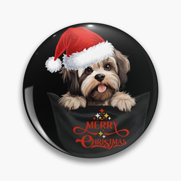 Item preview, Lhasa Apso Christmas Pocket Dog – Cute Santa Hat Puppy Design designed and sold by LovelyHappyGift.