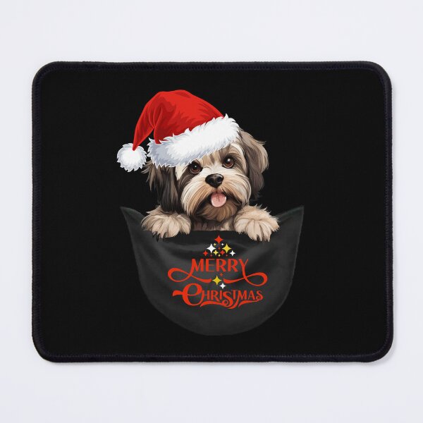 Item preview, Lhasa Apso Christmas Pocket Dog – Cute Santa Hat Puppy Design designed and sold by LovelyHappyGift.