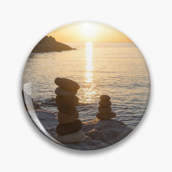 Item preview, Sunrise Over Colorful Stacked Stones by the Shore designed and sold by Georgia Mizuleva.