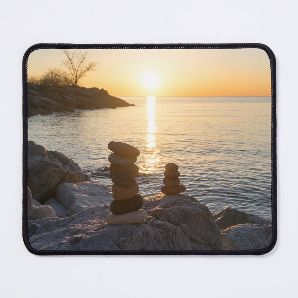 Item preview, Sunrise Over Colorful Stacked Stones by the Shore designed and sold by Georgia Mizuleva.