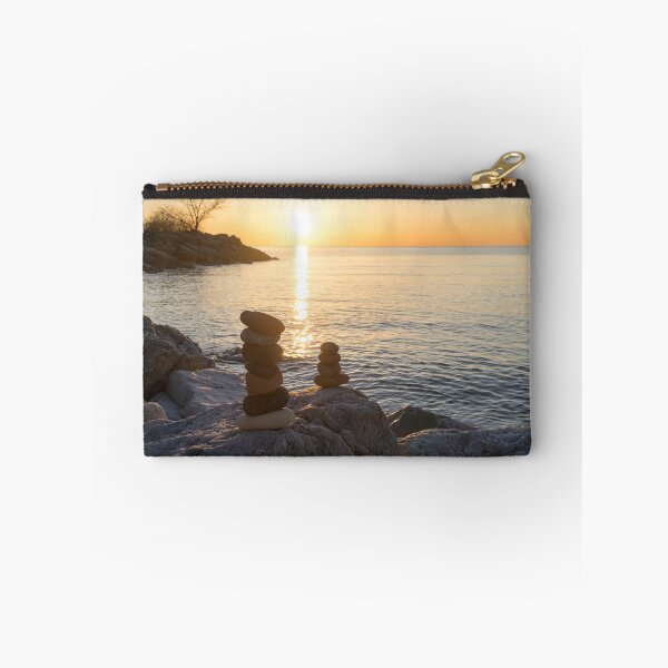 Item preview, Sunrise Over Colorful Stacked Stones by the Shore designed and sold by Georgia Mizuleva.